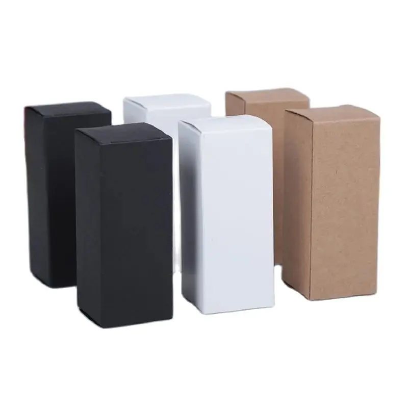 Cosmetic Kraft Paper Box, White, Brown, Black Cardboard, Craft Candle Packing Boxes, 5 ml, 15 ml, 20 ml, 30 ml, 50 ml, 100ml