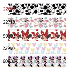 10yards Disney Mickey Minnie Heads Summer Grosgrain Ribbon for Hairbows Sewing Accessories DIY Craft Materials