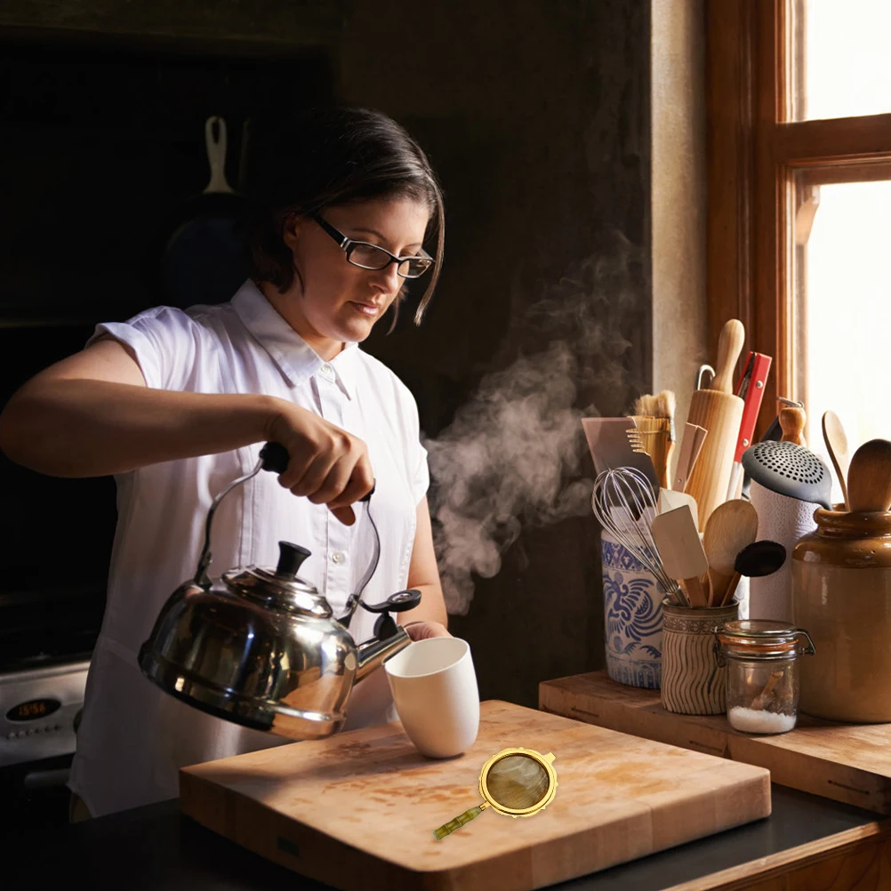 Filtro de té de acero inoxidable, colador de malla fina, colador de té de hojas sueltas para especias herbales de manzanilla verde Oolong negro, 1 Uds.