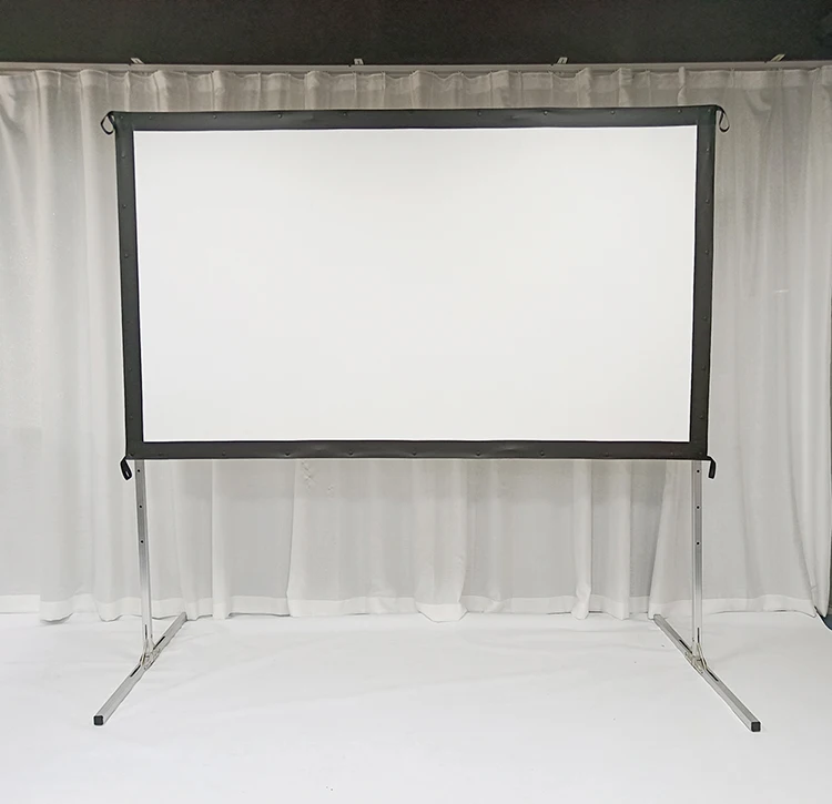 100 Inch 16:9 Matte White Fire Resistant Mould Proof Portable Quick Fold Projector Screen for Outdoor Activities