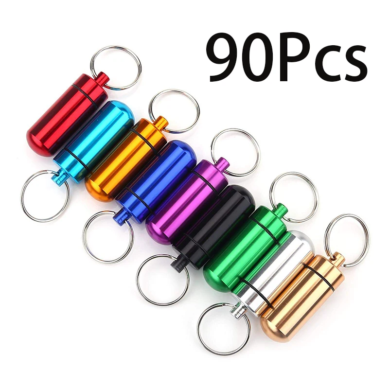 

90Pcs Waterproof Pill Case Keychain Pill Box Organizer Travel Pill Container to Hold Supplements