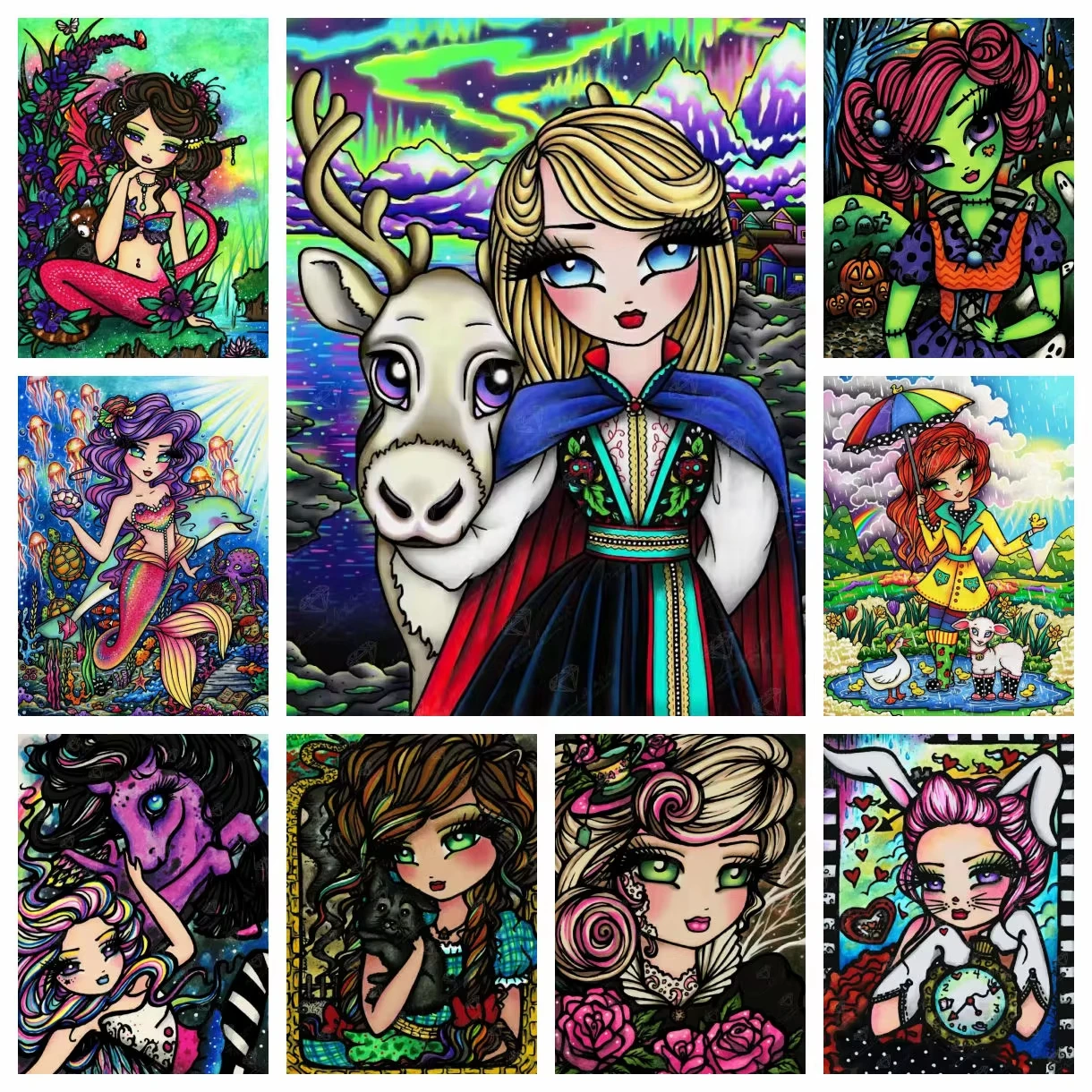 NEU 2026 Künstlerisches Cartoon-Zeichnungsmuster Diamantmalerei Mosaik-Kunst Handarbeit Geschenk Großformat