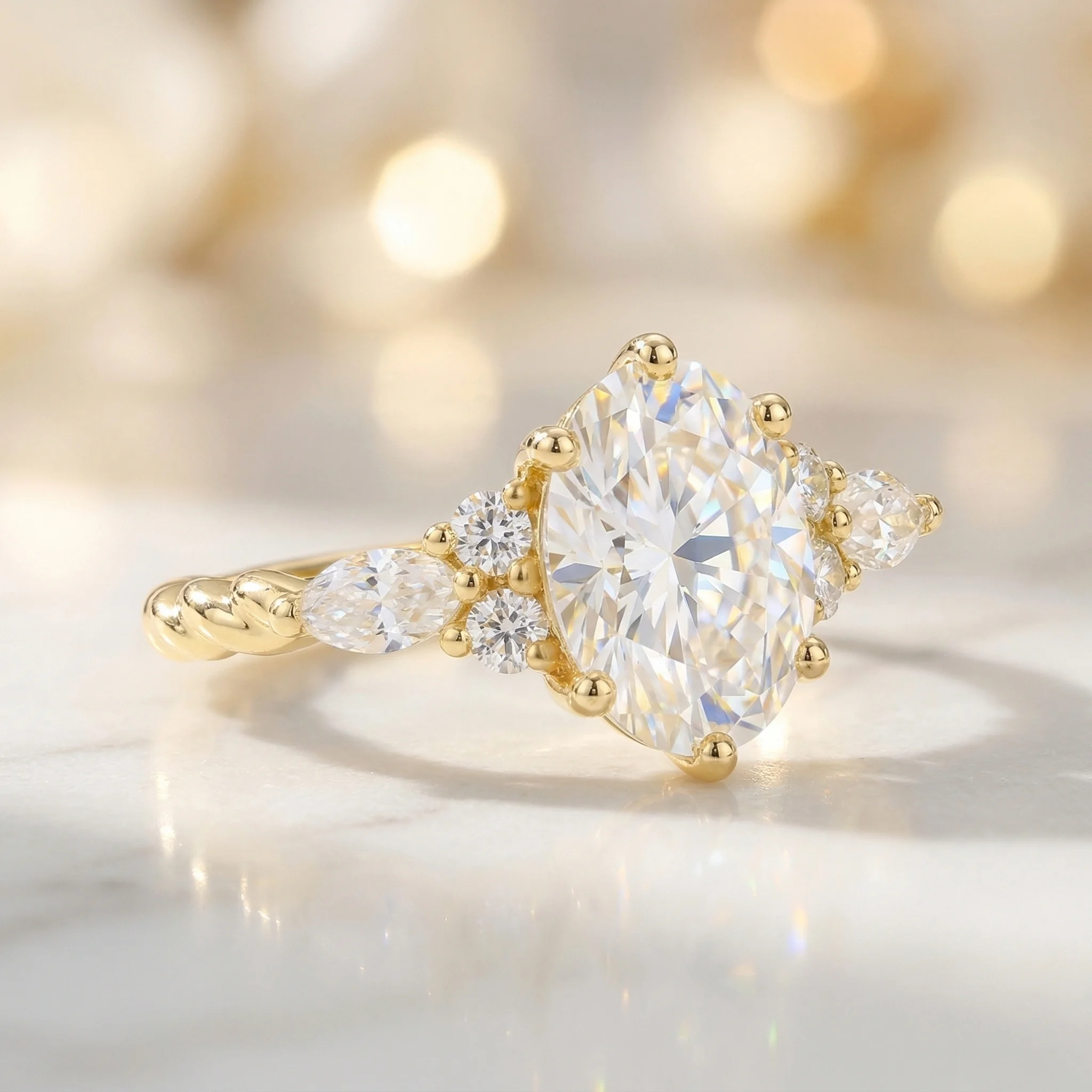 Oval Moissanite Ring, 925 Sterling Silver, D Color VVS1, Engagement Jewelry, Wedding, Women's, With Certificate
