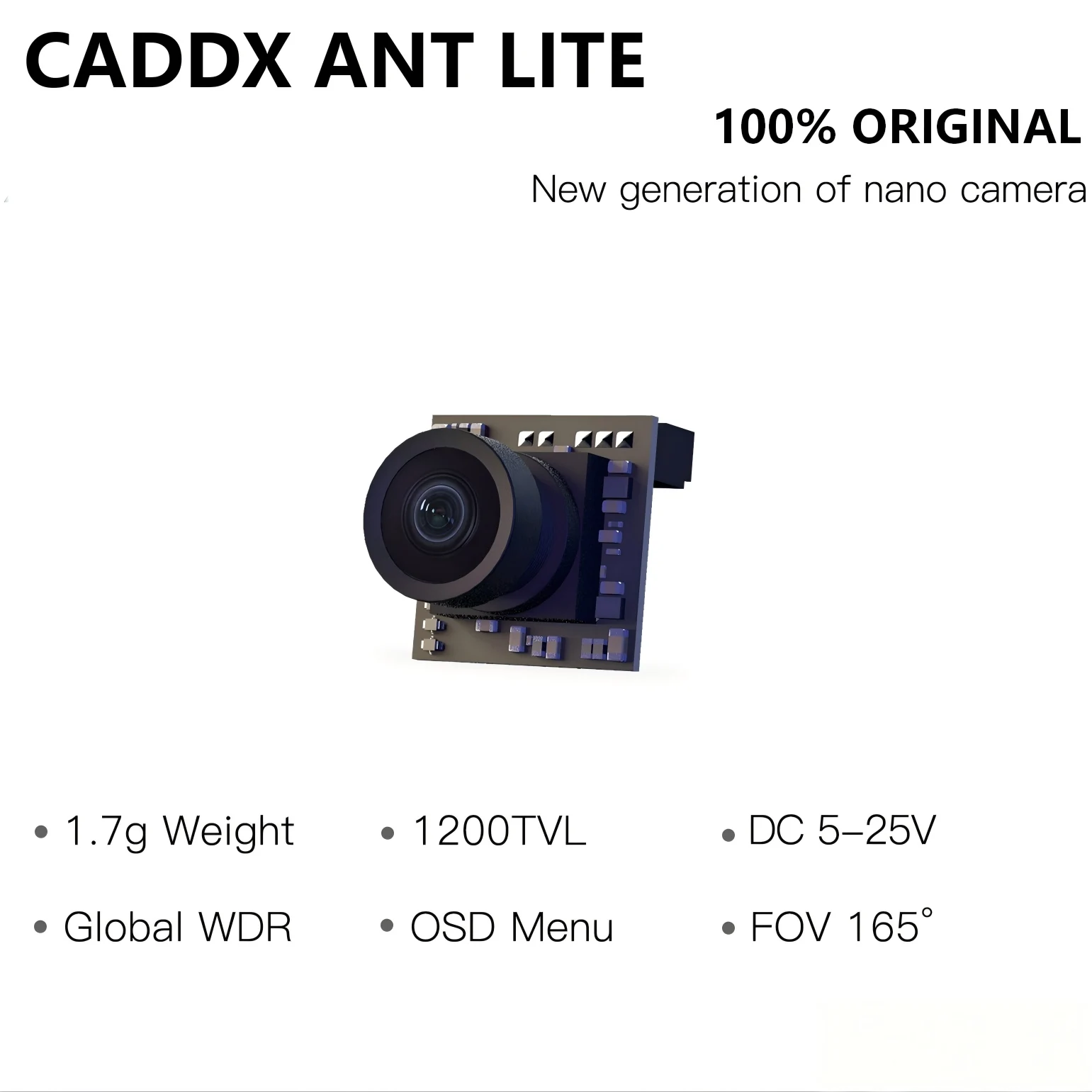

CADDX ANT Lite 1200TVL Global WDR 4:3 16:9 FOV165 PAL/NTSC Switchable Micro FPV Camera FPVCycle Edition for FPV Racing Tinywhoop