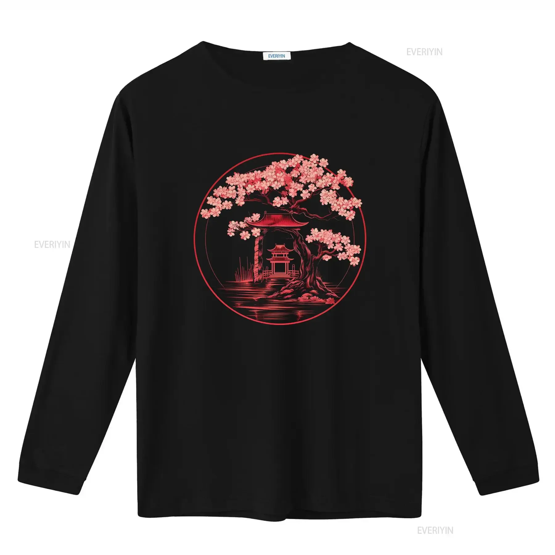 Sakura Torii Gate T Shirt Japanese Streetwear Gates Harajuku Japan Tree Print vintage Washed streetwear Versatile Slightly
