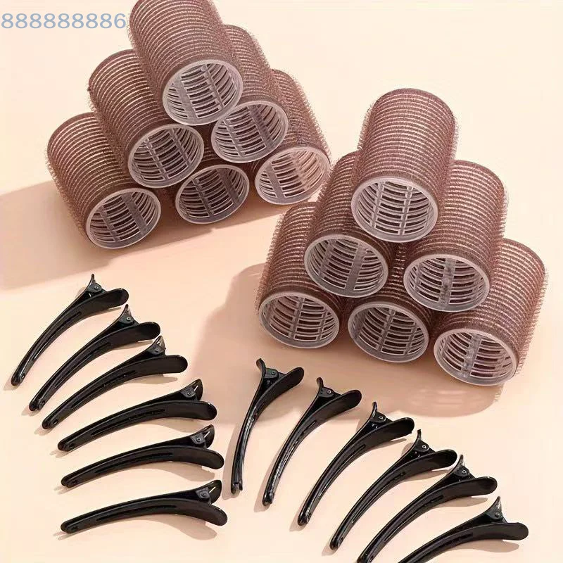 24pcs/Set Heatless Self-Grip Hair Rollers Clip Curlers DIY Styling Tools for Volume And Curls Hair Bangs Self-Adhesive Hook