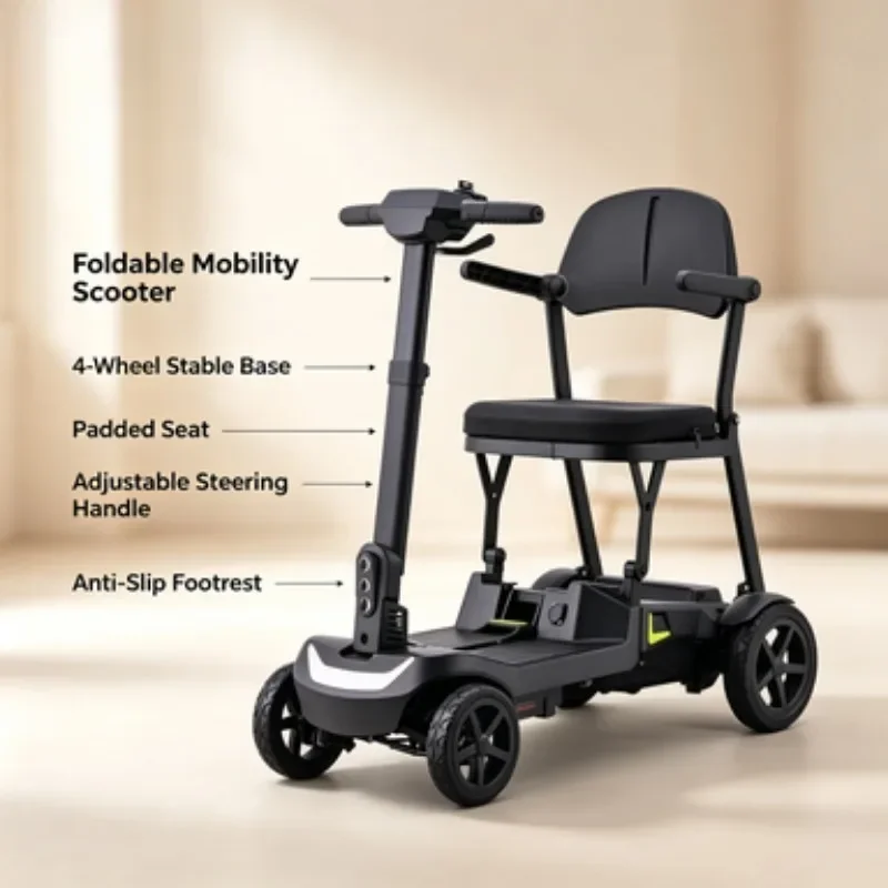 Foldable small adult electric household compact and lightweight elderly mobile car