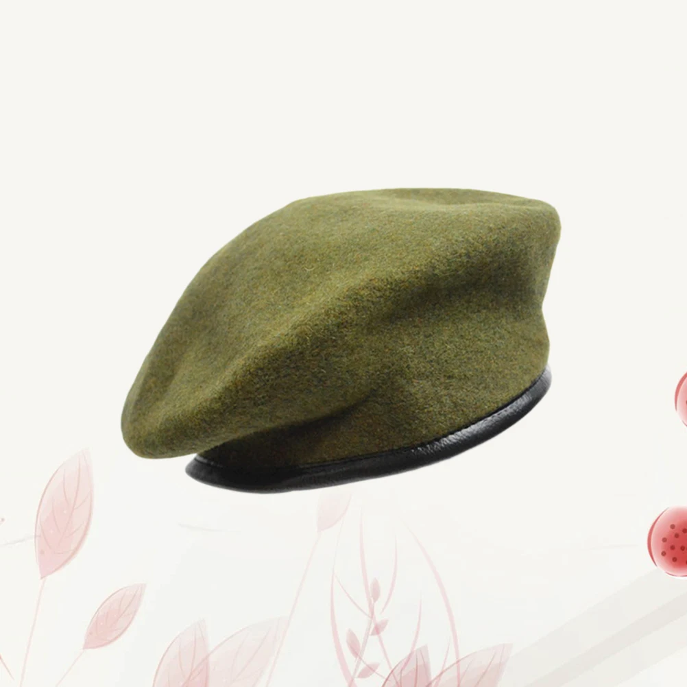 

2024 New Arrival Pure Wool Unisex Beret Hat For Men Women Lightweight Warm Adjustable Army Green Color Sun Driving Cap