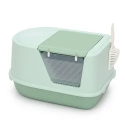 Caja de arena grande semicerrada con tapete antisalpicaduras Ragdoll