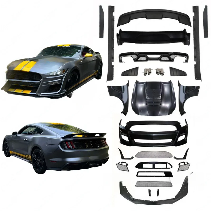 High Quality GT500 Style Full Body Kit Exterior Facelift Upgrade Accessories Fit For Mustang 2015-2023 Includes Front Rear Bumpe