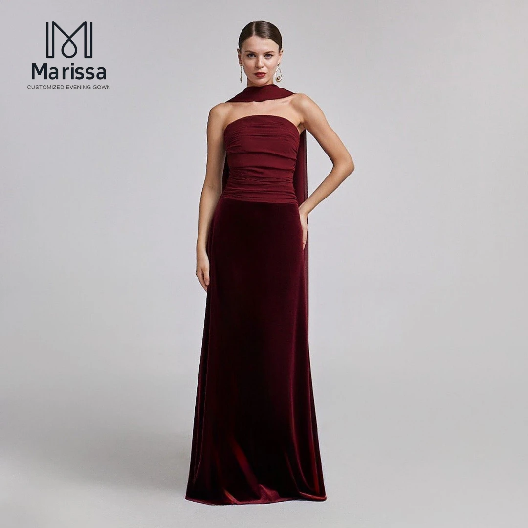 

Marissa Straight Skirt Evening Dresses Woman Elegant Party Dresses for Women Luxury Gala Dress Velvet Burgundy Red Custom Made