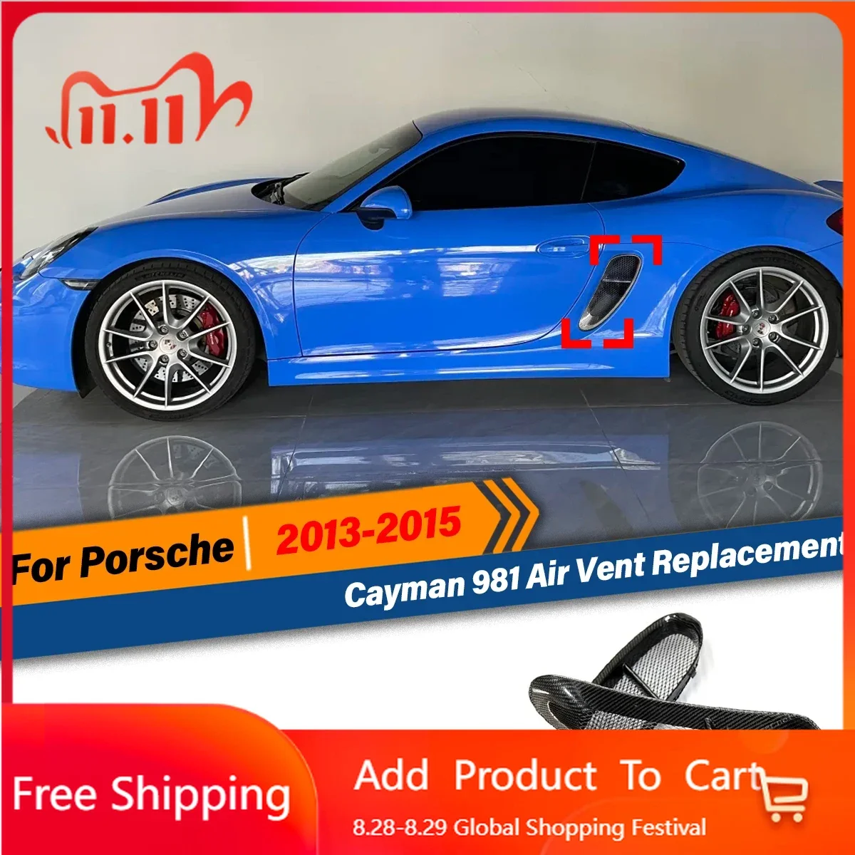 

Interior Stickers For Porsche Cayman 981 2013 2014 2015 Air Vent Intake Scoop Replacement with Mesh 2Pcs OEM Style Car Exterior