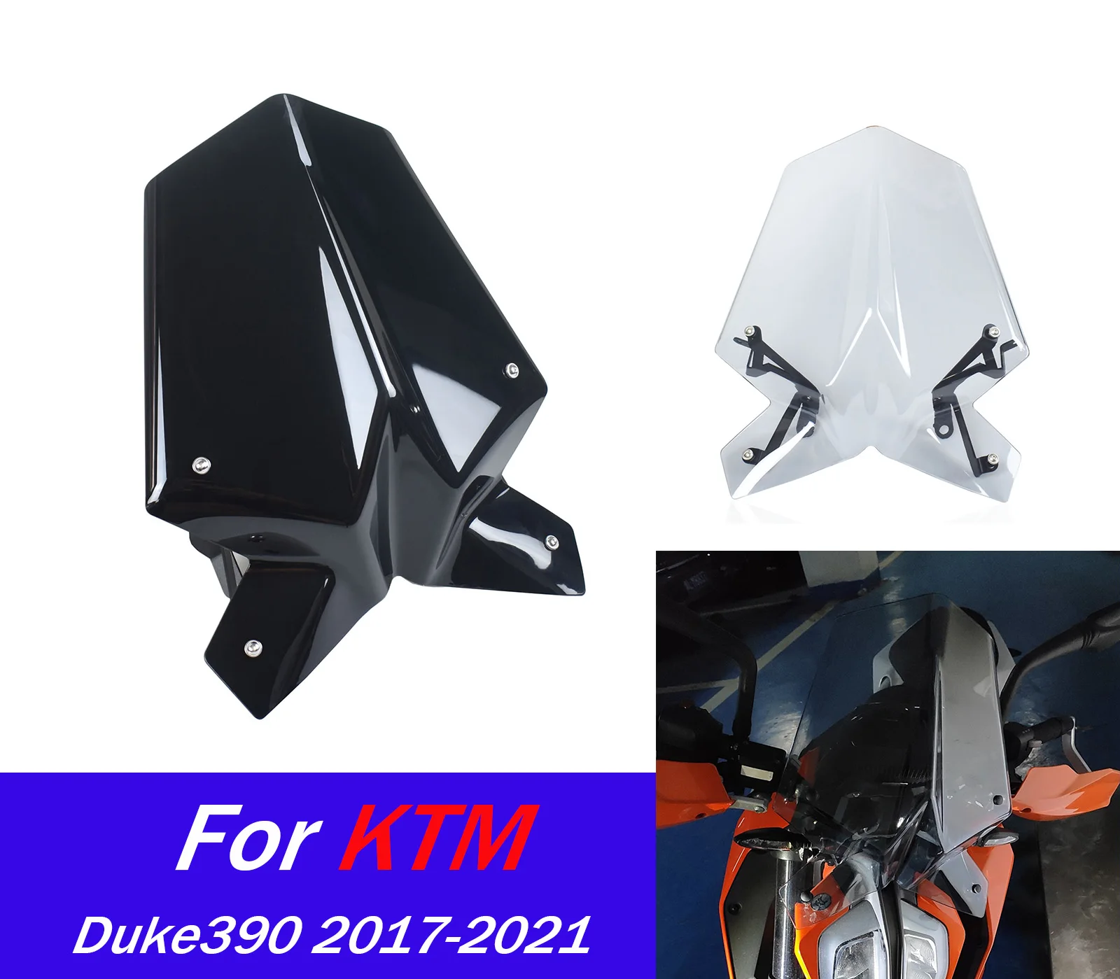

For KTM Duke 390 Windscreen Windshield Motorcycle Wind Deflector For Duke 390 2017 -2021 Motorcycle Windshield Accessories