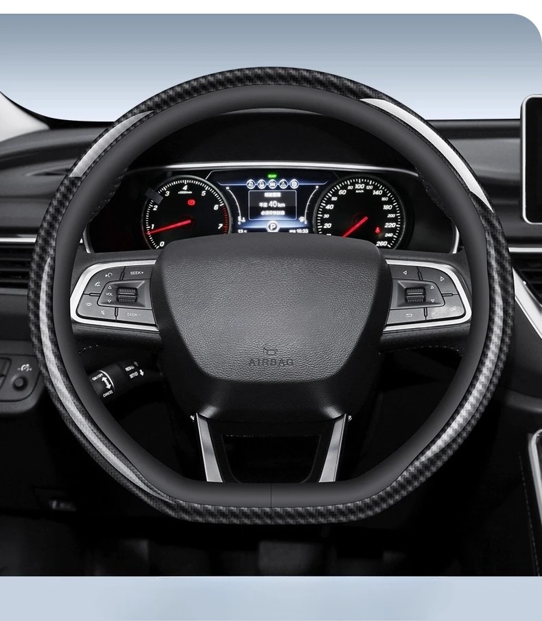 

Подходит для Hongqi H6 H9 Кожаный + латексный чехол на руль Всесезонный универсальный круглый противоскользящий чехол на руль автомобиля