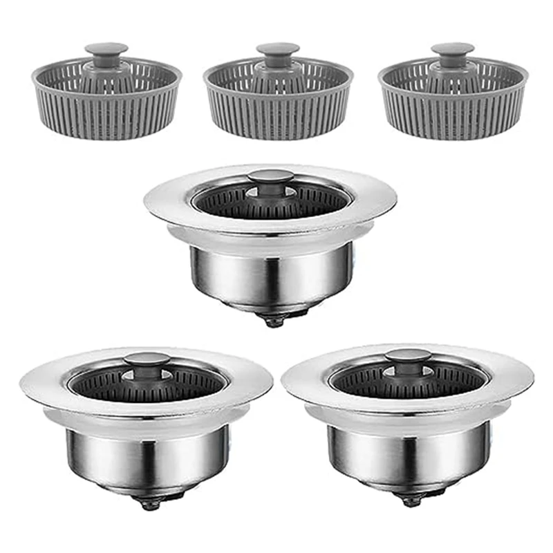 

3 Sets Of Kitchen Sink Drain Filters, Sealed -Up Plugs, Drain Basket Leaking Plug