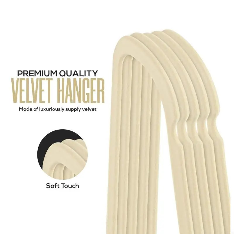 Velvety Covered Hangers With Nonslip Feature For Secure Hold Technology Protects Garments Space Efficient Thin