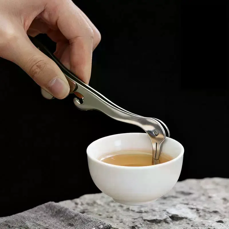Stainless Steel Tea Tongs Clip Wood Handle Chinese Gongfu Tea Set Accessories Tool For Ceremony Home Brewing Filter Strainer