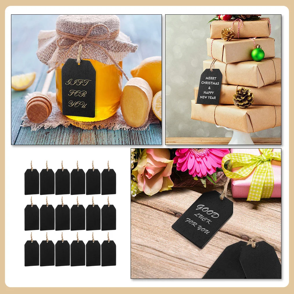 32 Pcs Label The Gift Wedding Signs Bottle Labels Wooden Chalkboard Tags Twine Rope Hanging