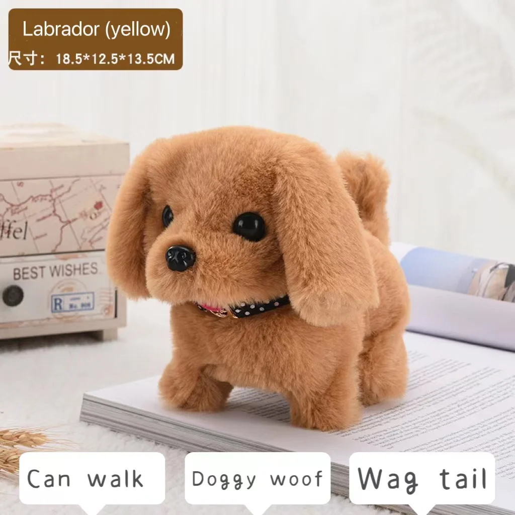 Realistico Labrador simulazione cane intelligente chiamato camminare peluche elettrico Teddy Robot cane giocattolo cucciolo peluche per regalo di natale