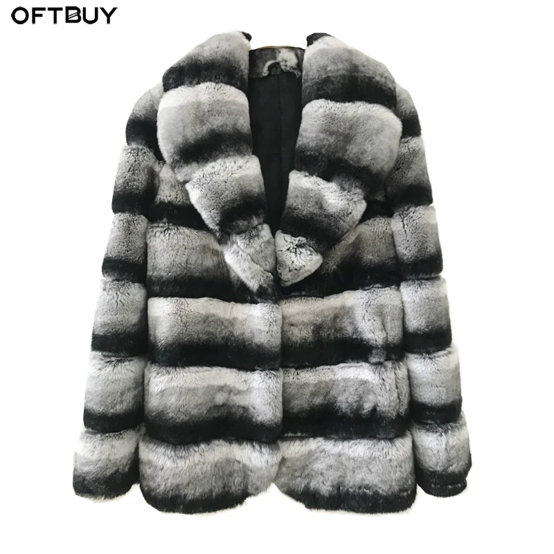 OFTBUY 2022 Winter Jacket Women Real Fur Coat Natural Rex Rabbit Fur Outerwear Casual Streetwear Brand Luxury Turn Down Collar