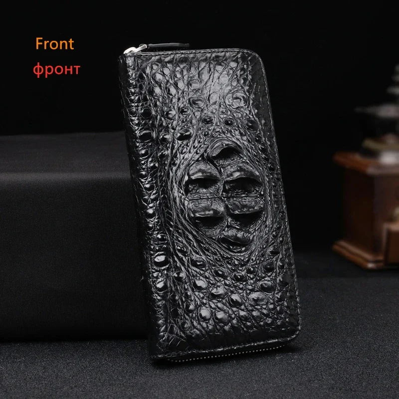 Business Men Wallet Black/brown Real Crocodile Genuine Leather Cellphone Bag Women Long Purse Zipper Male Credit Card Holder Bag