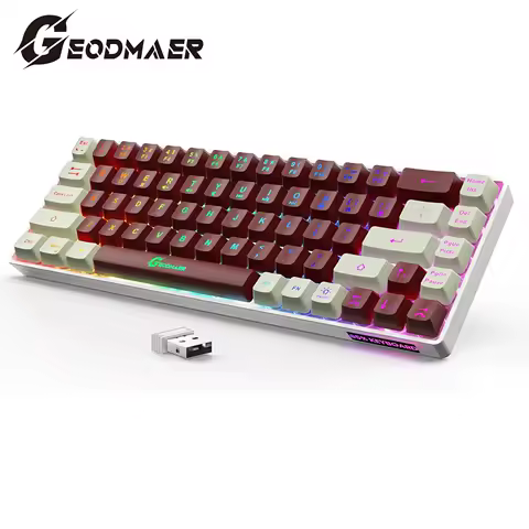 GEODMAER 2.4G Wireless Gaming Keyboard 68 Keys Gaming Keyboard Rechargeable Backlit Anti-ghosting No-Conflict Keyboard for PC