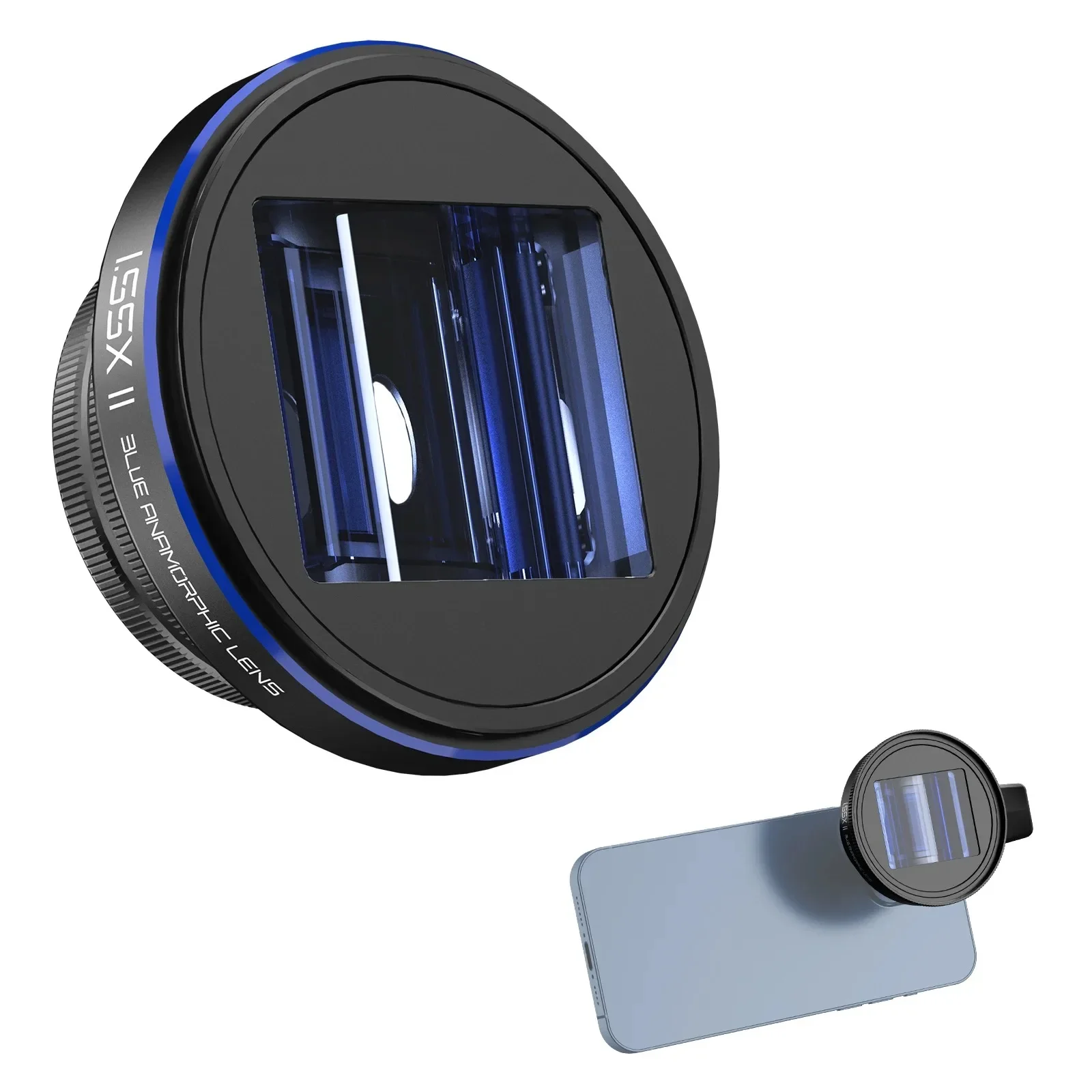 NEEWER PRO 1.55x Anamorphic Phone Lens with Blue Flare 17mm Lens Clamp and 72mm Lens Filter Adapter Ring for iPhone Samsung