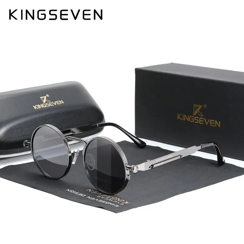 Hohe qualität gothic steampunk sonnenbrille polarisierte männer frauen marke designer vintage runde metall rahmen sonnenbrille