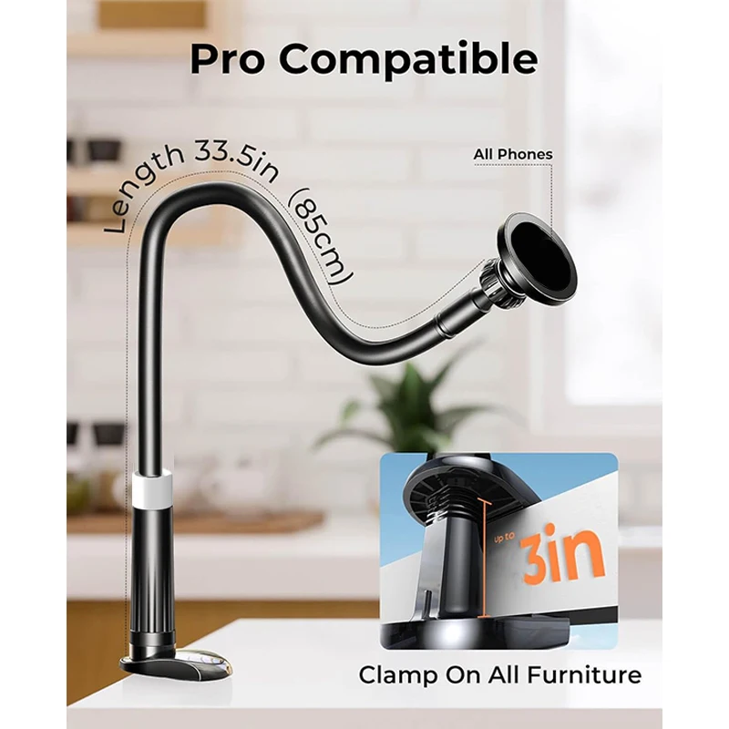 Soporte magnético para teléfono MagSafe, soporte ajustable para teléfono con cuello de cisne, soporte para teléfono móvil para iPhone 16 15 14 13 12 Pro Max