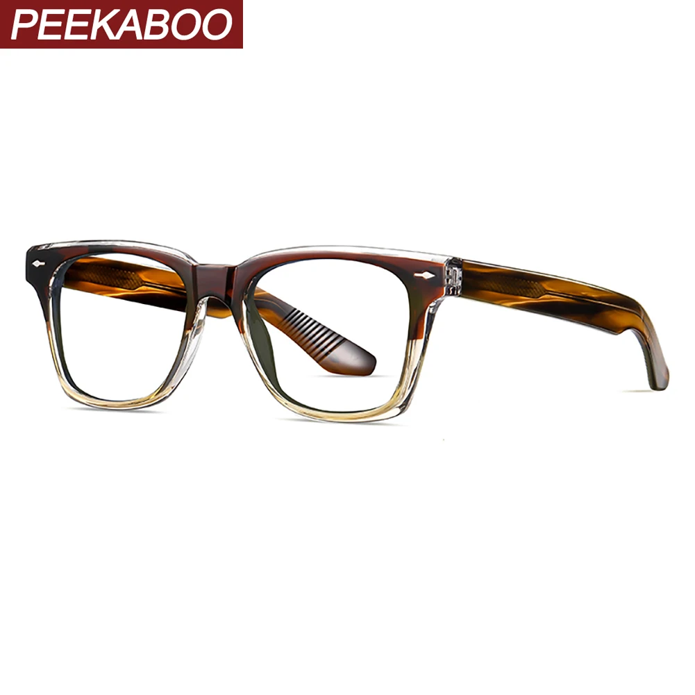 Peekaboo acetate square frame glasses anti blue light men TR90 blue black unisex fashion eyeglasses women clear lens gift items