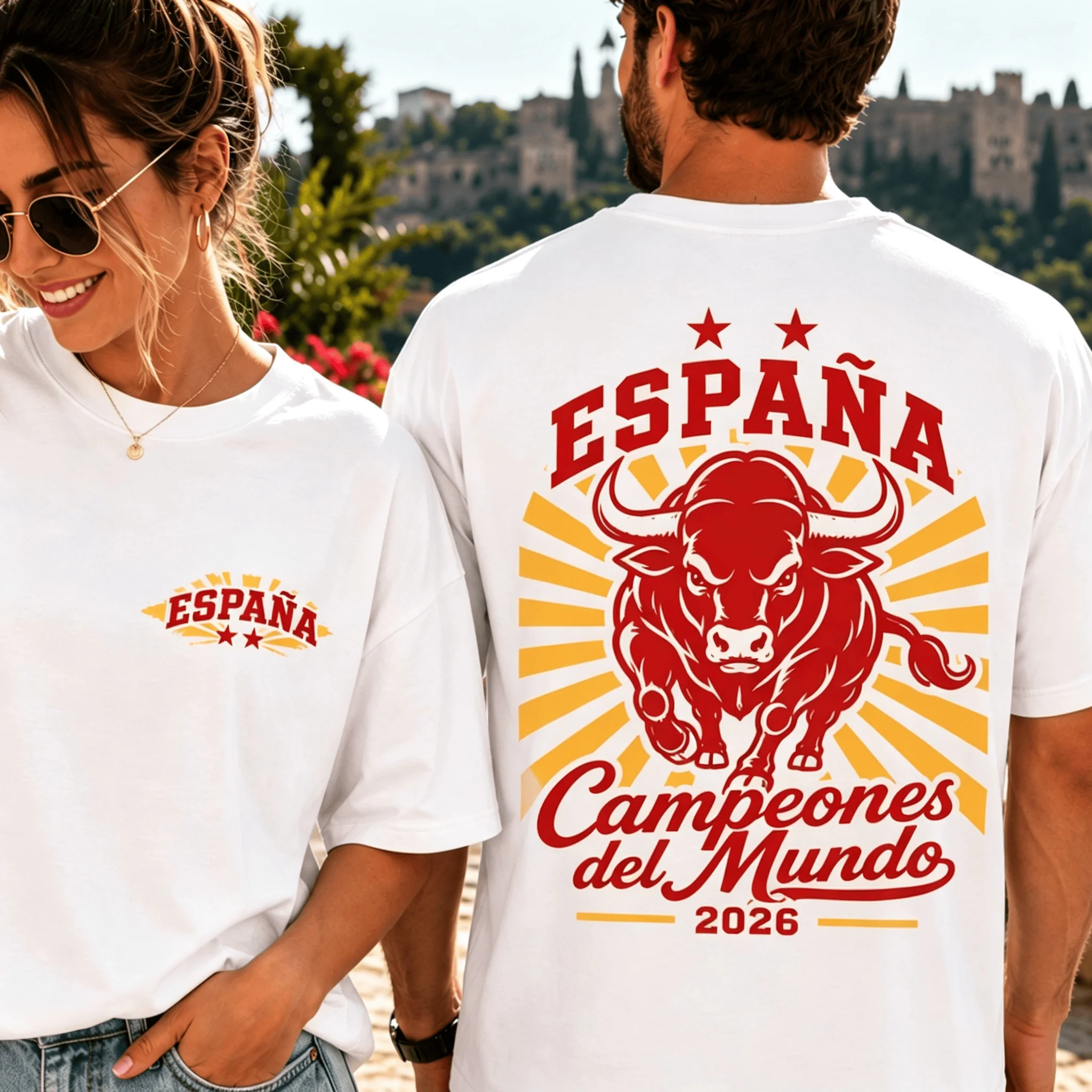 Spain 2026 World Champions 2 Star Graphic Soccer Fan Summer Tshirt 100%Cotton Men's Women's Y2k Popular Oversized Casual T-shirt