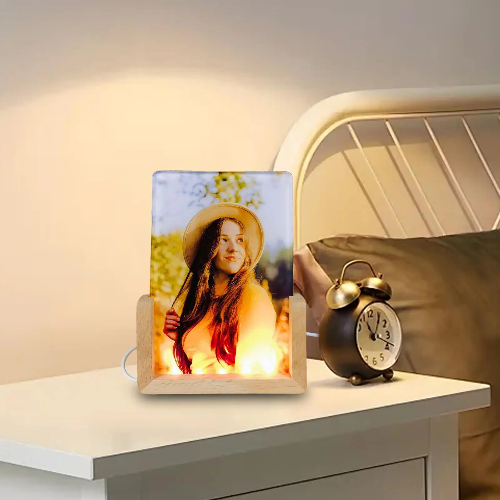 Sublimation Acrylic Blank Sublimation Photo Blanks Night LED Light Lamp Base Heat Transfer Acrylic Photo Frame Stand Decoration