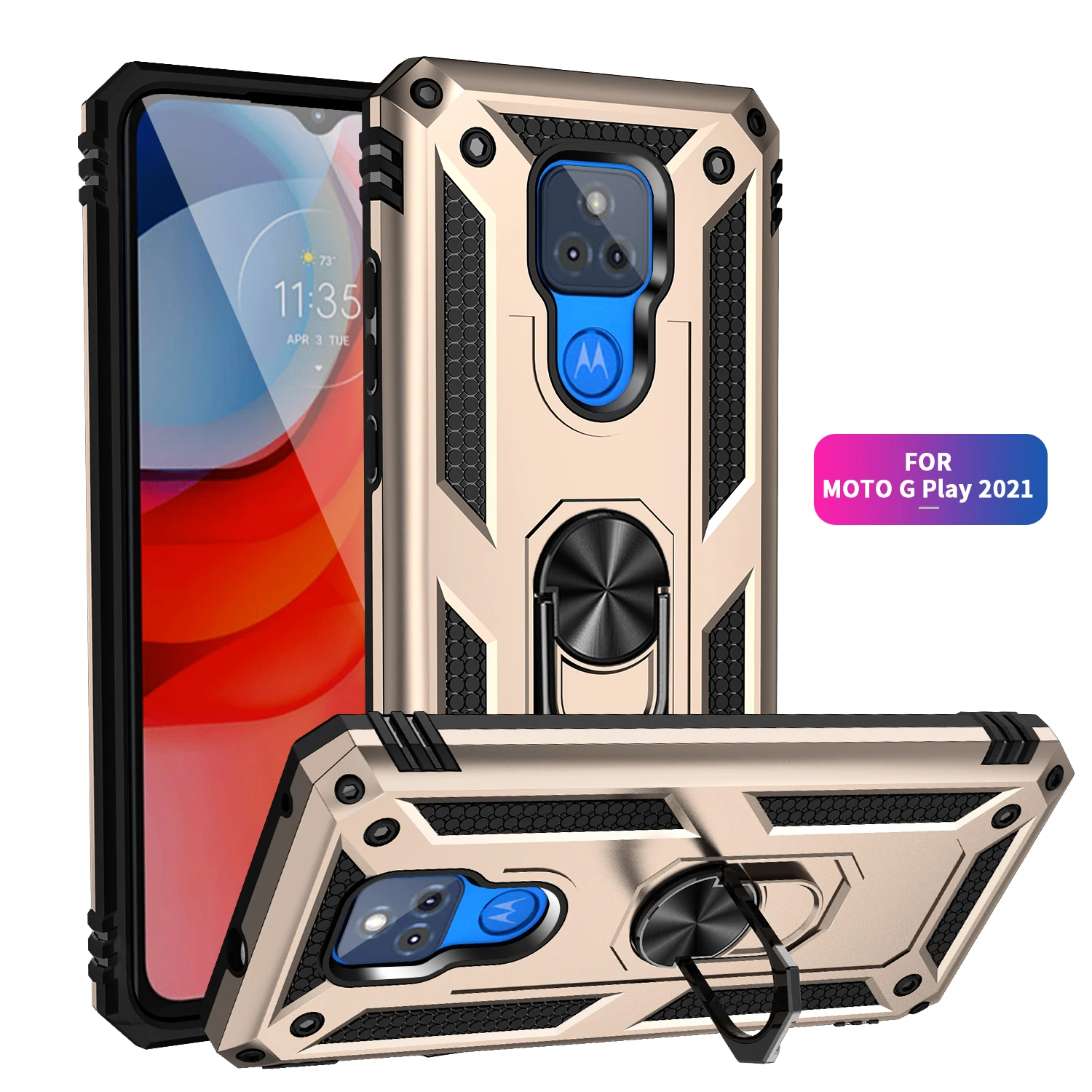 for Moto G Play Case for Phone Moto G Play 2021 Case Shockproof Armor Rugged Military Protective Car Holder Magnetic Cover