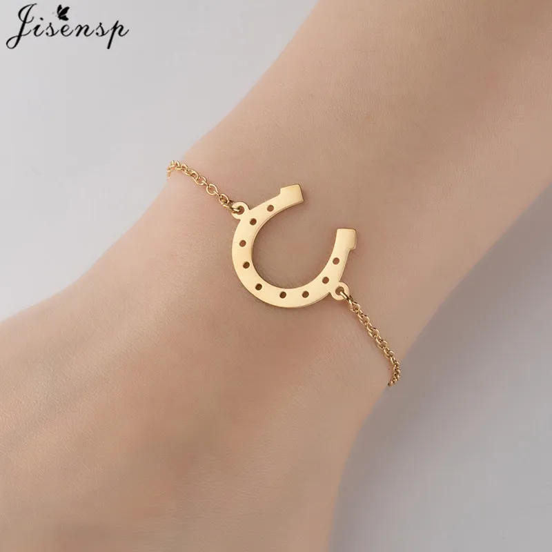 Stainless Steel Lucky Horseshoe Charm Bracelet for Women Female Jewelry Fashion Horse Hoof Bracelets Girl Birthday Gift bileklik