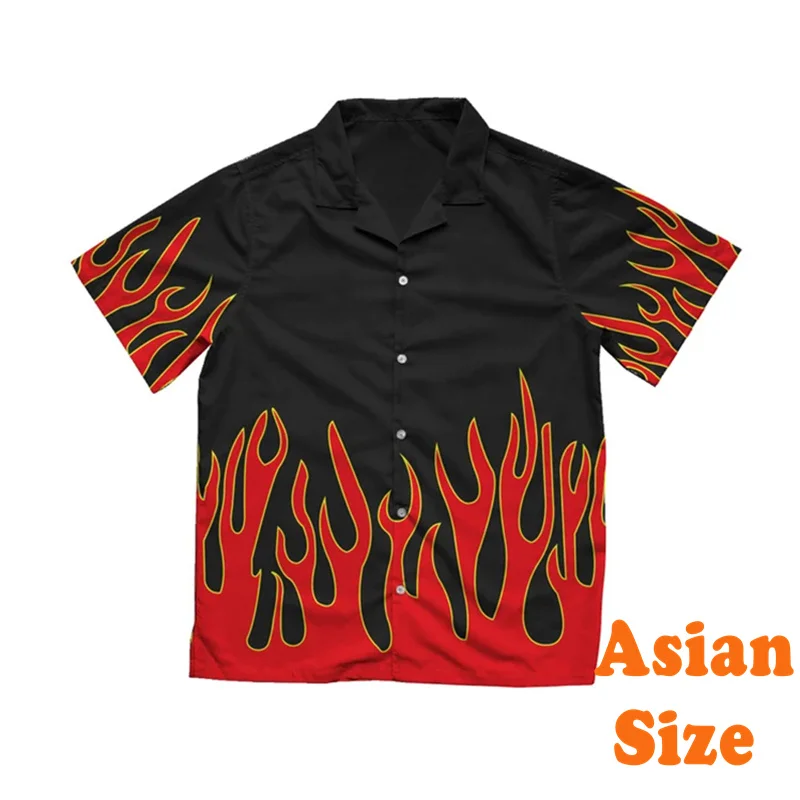 رواية لهب ثلاثية الأبعاد طباعة هاواي قمصان الرجال Harajuku الشارع قصيرة الأكمام التلبيب قمصان الهيب هوب كول الصيف كرنفال موضة تي شيرت #4