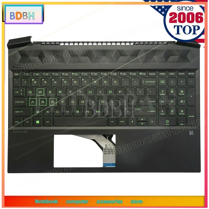 For HP Pavilion 15-EC 15Z-EC Palmrest Upper Case Backlit Keyboard L72598-001 US