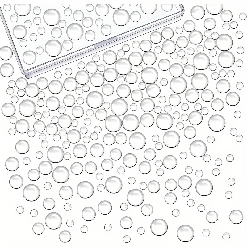 MOHAMM 350pcs Round Resin Transparent Water Droplets  Clear Dewdrop  Multi-Size Stationery Set for Scarpbook DIY Crafts Decor