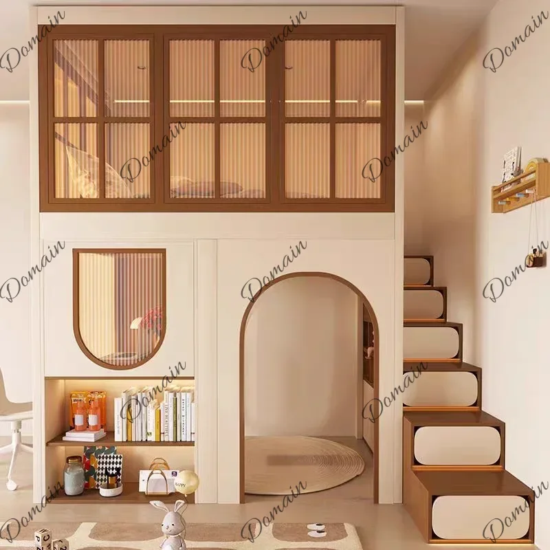 XY Guardrail Loft Design Modern Style Children Beds Playpen Single Camas Infantiles Furniture Home White Double Decker Kids Beds