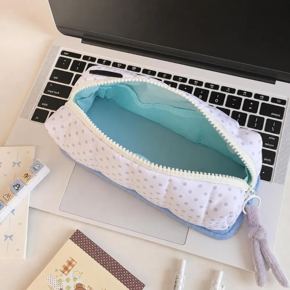 New Large Capacity Pencil Case Creative Dot Pattern Pen Bag Portable Stationery Bag for Students