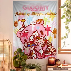 Cartoon G-gloomy Bear Printed Large Wall Tapestry Indian Buddha Wall Decoration Witchcraft Bohemian Hippie Decor Blanket