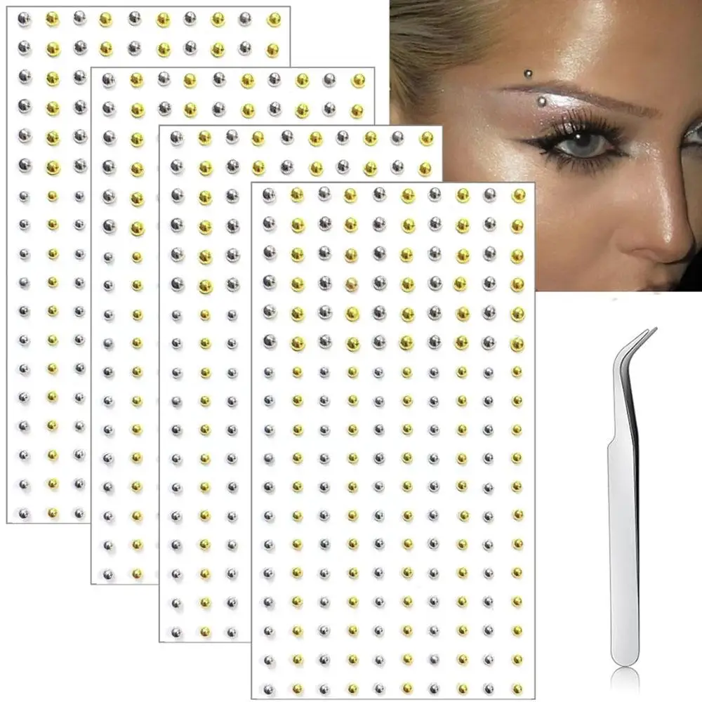 721Pcs Set Mixed Shiny Face Acrylic Self-Adhesive Fake Piercings Lip Nose Rings Eyebrow Lip Stickers Cool Punk Makeup Jewelry
