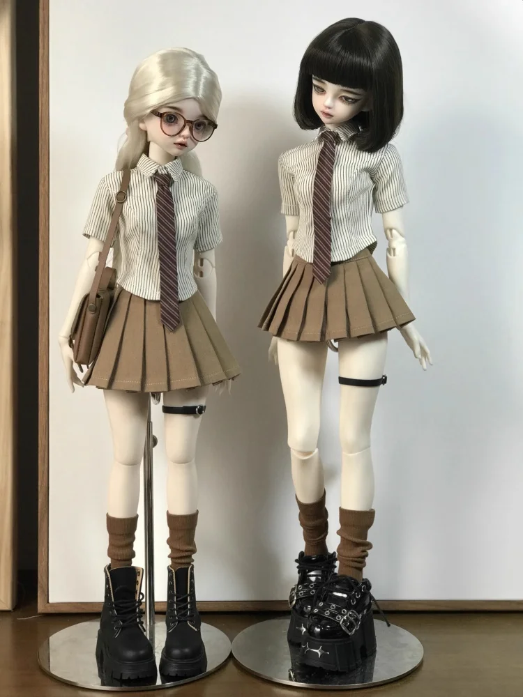 BJD Puppenkleidung für 1/4 Puppen, schwarz, braun, Windjacke, Hemd, Rock, Shorts, Set, Preppy-Stil, Puppenkleidung (keine Puppe)