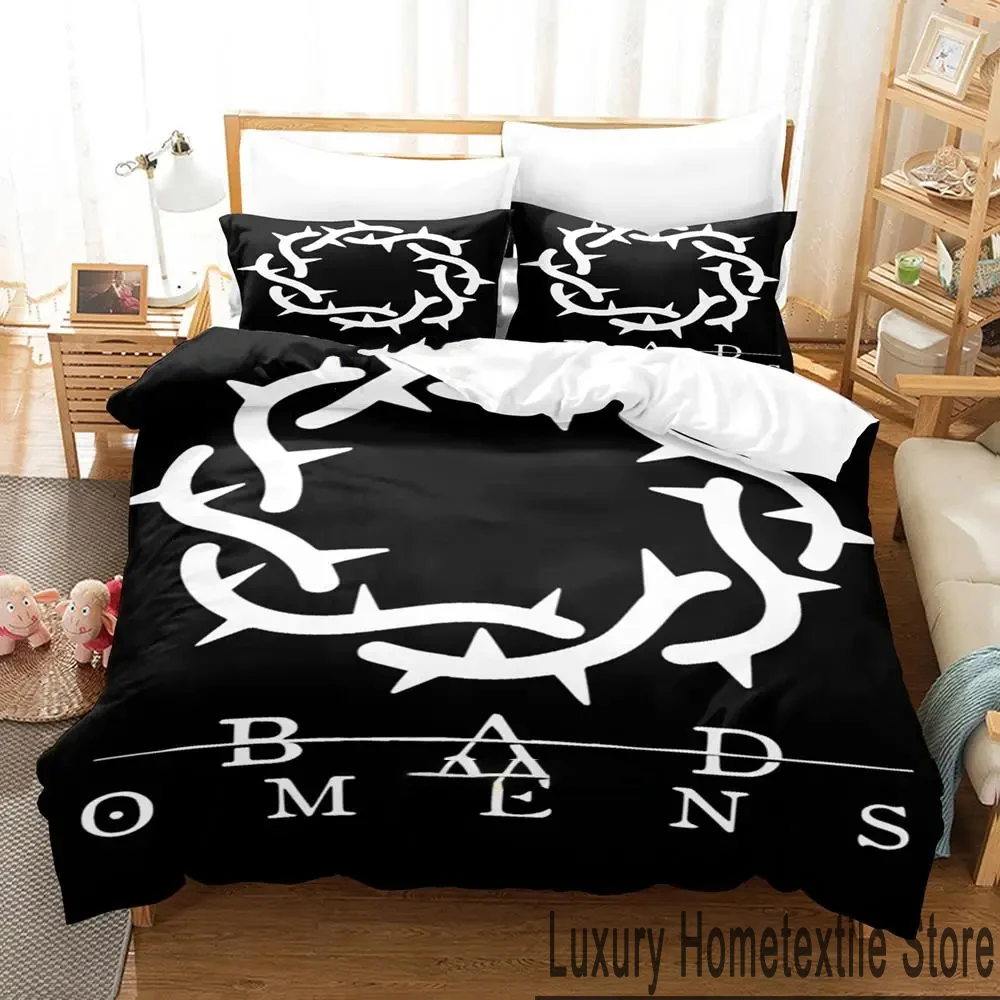 3D Print Bad Omens Bedding Set,Duvet Cover Comforter Bed Set Quilt Cover Pillowcase,King Queen Twin Size Boys Girls Adults