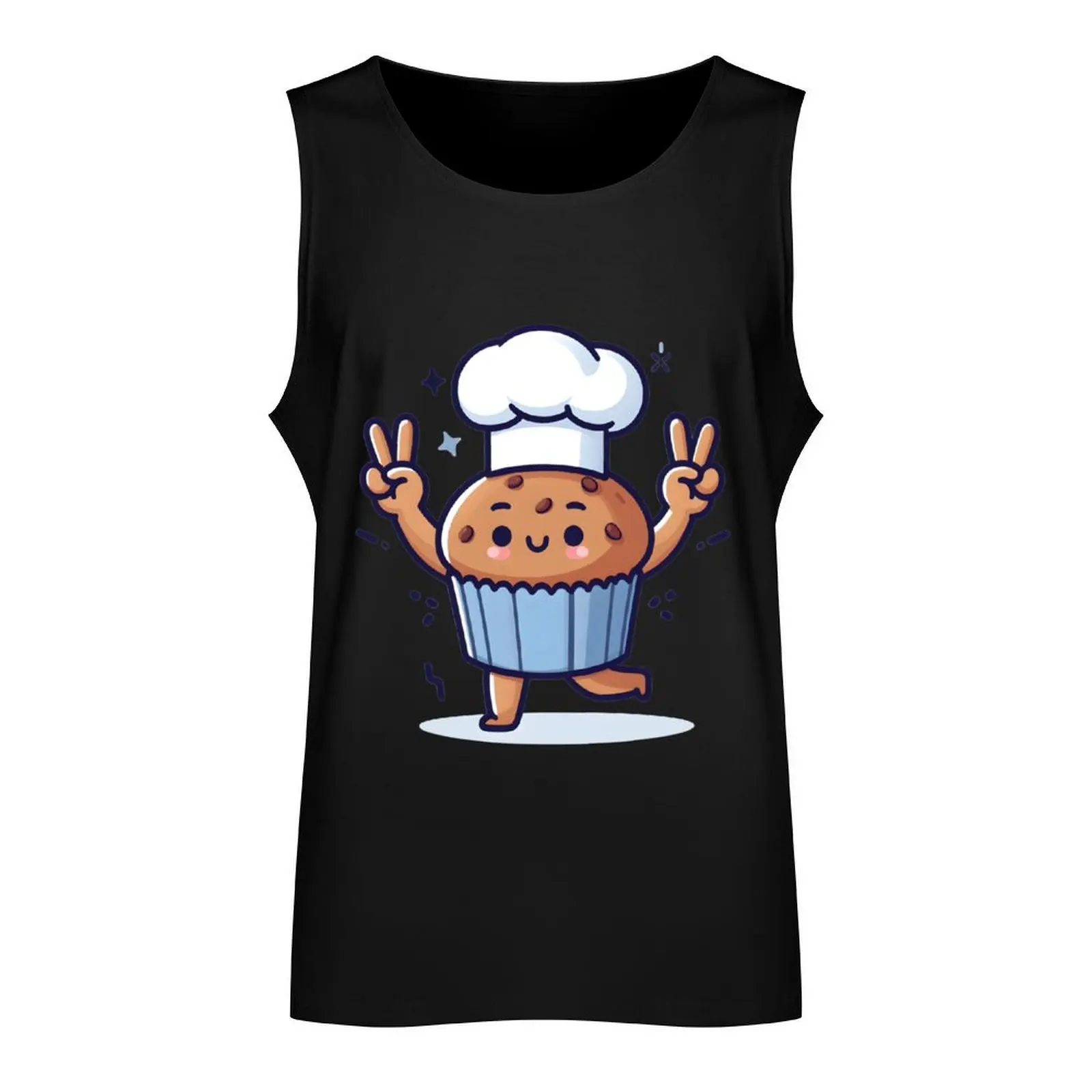 Kawaii Baker With Muffin-Shaped Earrings Tank Top Sports clothing Sports shirt man clothing men Fitness men clothing