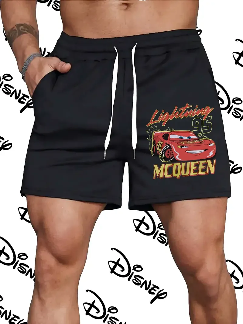 

Мужские и женские шорты Disney Cars Lightning McQueen, хлопковые шорты для бега, спорта на открытом воздухе, тренажерного зала, пляжа, повседневные свободные брюки большого размера