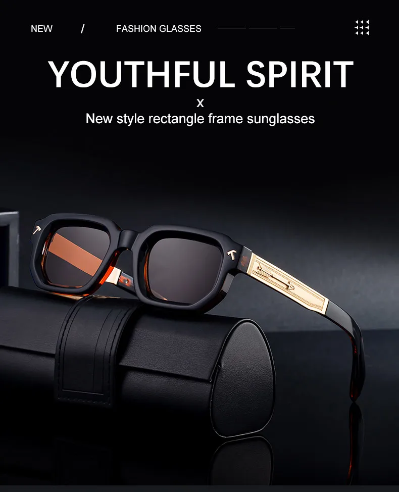 Polarisierte quadratische Sonnenbrille für Herren 2026 – Luxusmarke, Vintage-Rechteck-Sonnenbrille, klassische Fahrbrille für Männer, UV400-Schutz – Detail 3