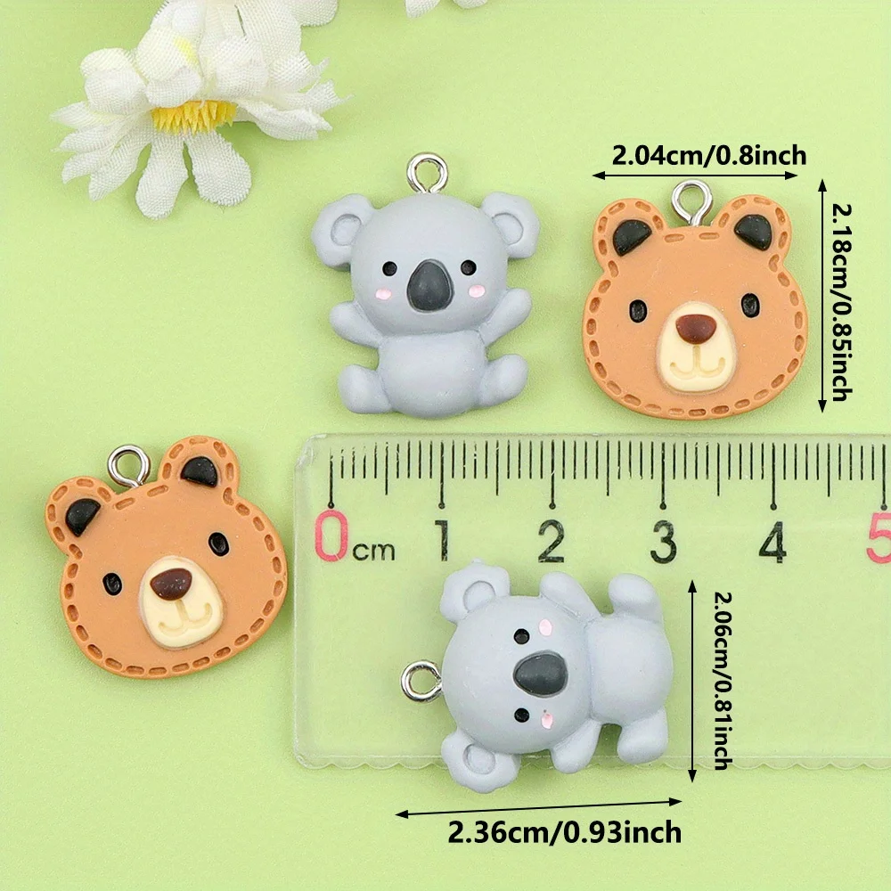 3/8/12pcs Multi-color Bear Cora-shaped Decorative Pendants, DIY Necklaces, Earrings,for Mother's Day Gift Decorative Accessories view 4
