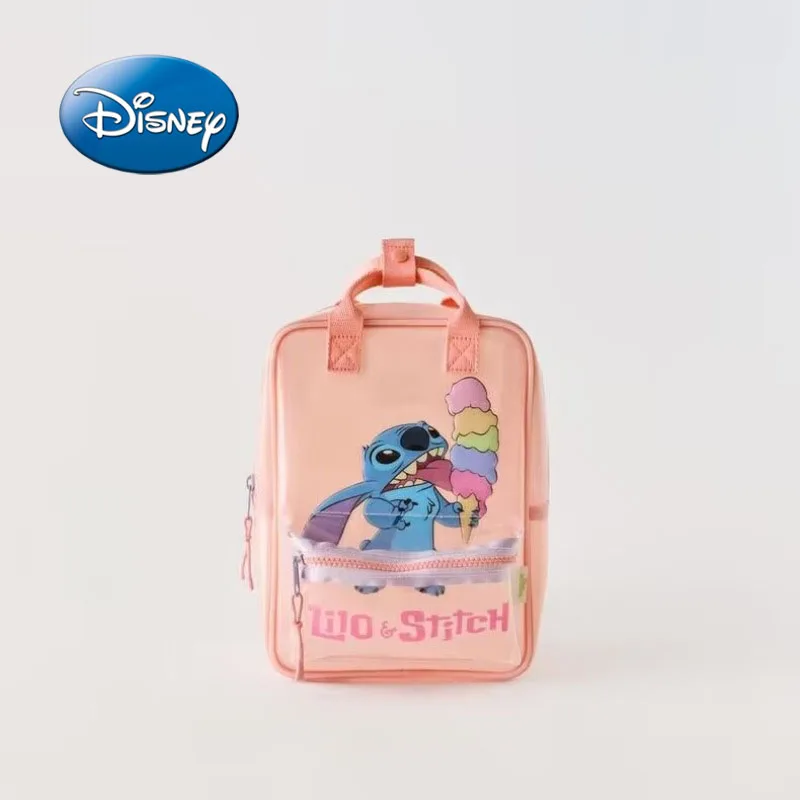 Disney New Cartoon Stitch Boys and Girls School Bags for The Fall School Season, Fashionable Jelly Orange Backpacks