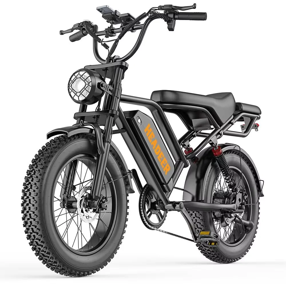 E-BIKE HEADEER BK20 20*4 Zoll Elektrofahrrad für Erwachsene 5-Gang 48V 20Ah Lithium-Batterie Doppelte Scheibenbremsen E-Bike mit LCD-Display