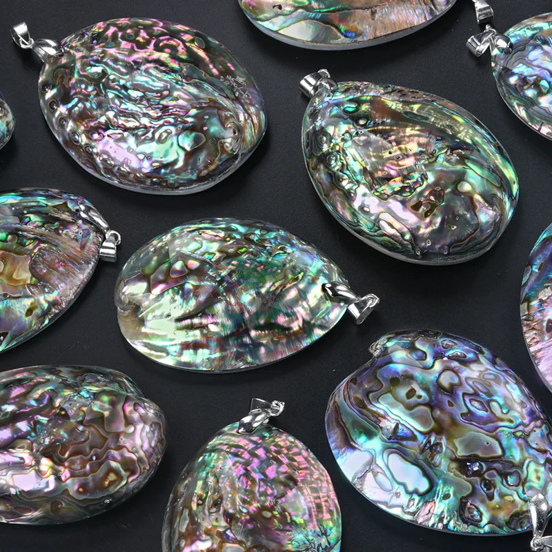 قلادة من الصدف الطبيعي على شكل بيضاوي لصنع المجوهرات والقلائد والأساور والأقراط 35-45×55-60 مم